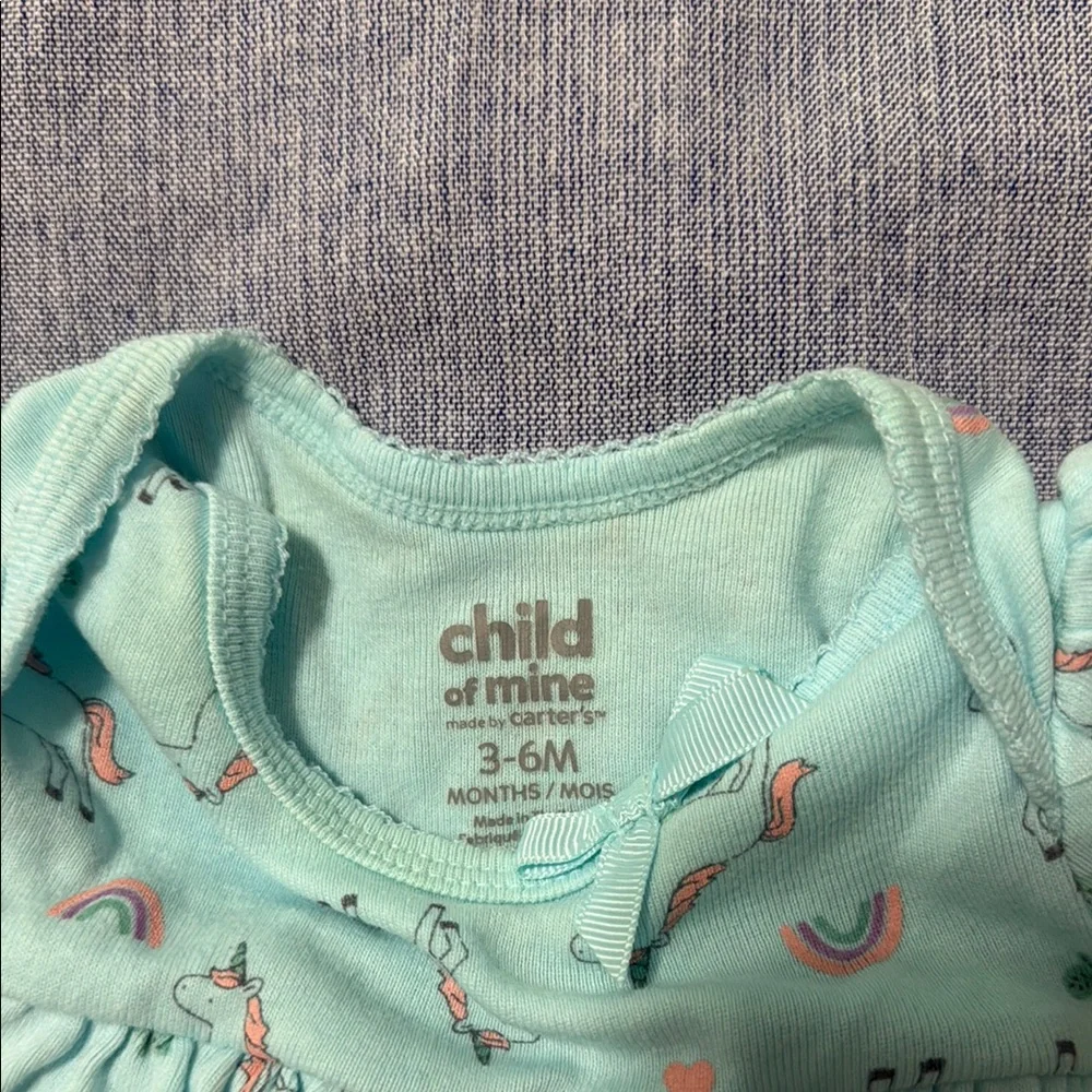 Carter's Aqua Unicorn Baby Romper